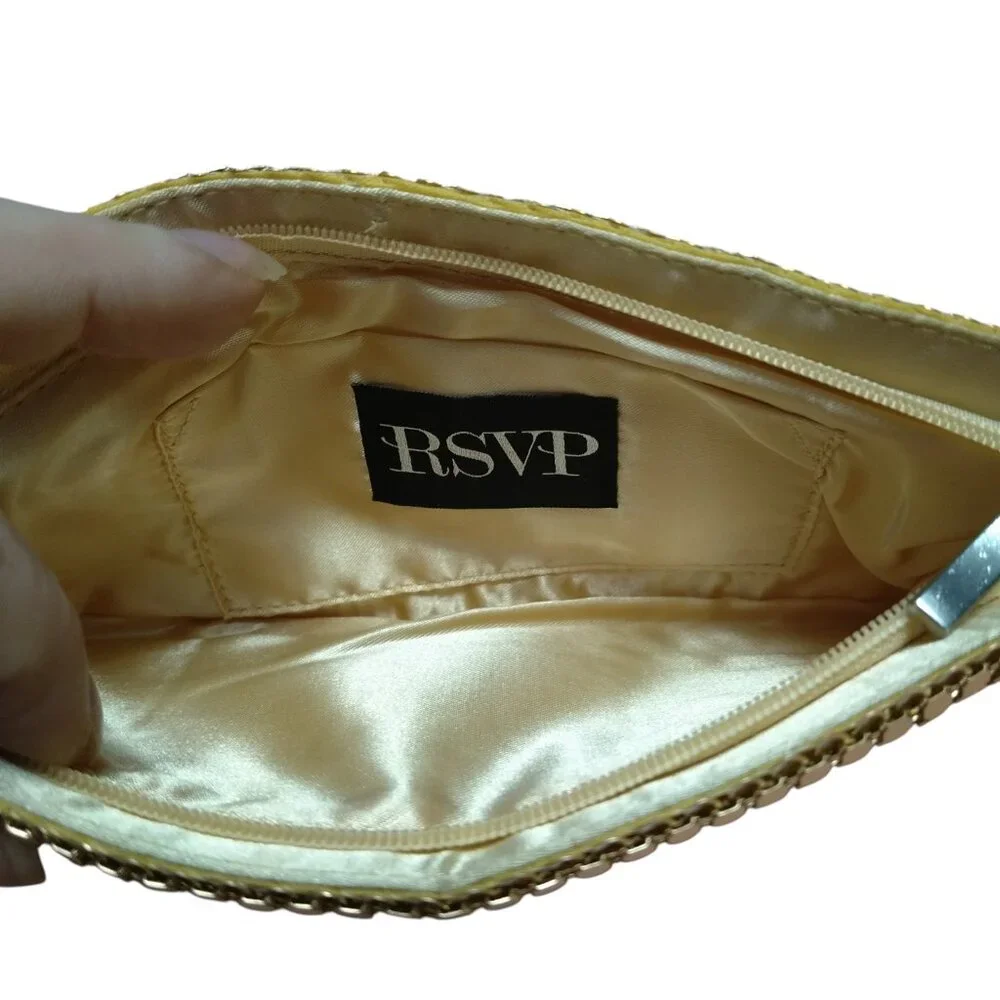 Charming Charlie RSVP Gold Fabric Mesh Bracelet Wristlet Purse Clutch Formal - Picture 2 of 4